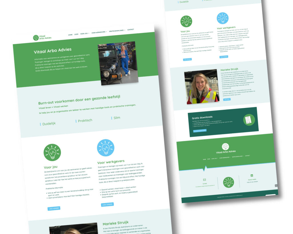 Webdesign Vitaal Arbo Advies – huisstijl en website ontwerp voor bedrijfsarts Marieke Struijk